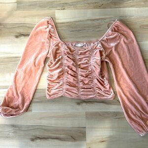 NWOT Pink crop top/ velvet material